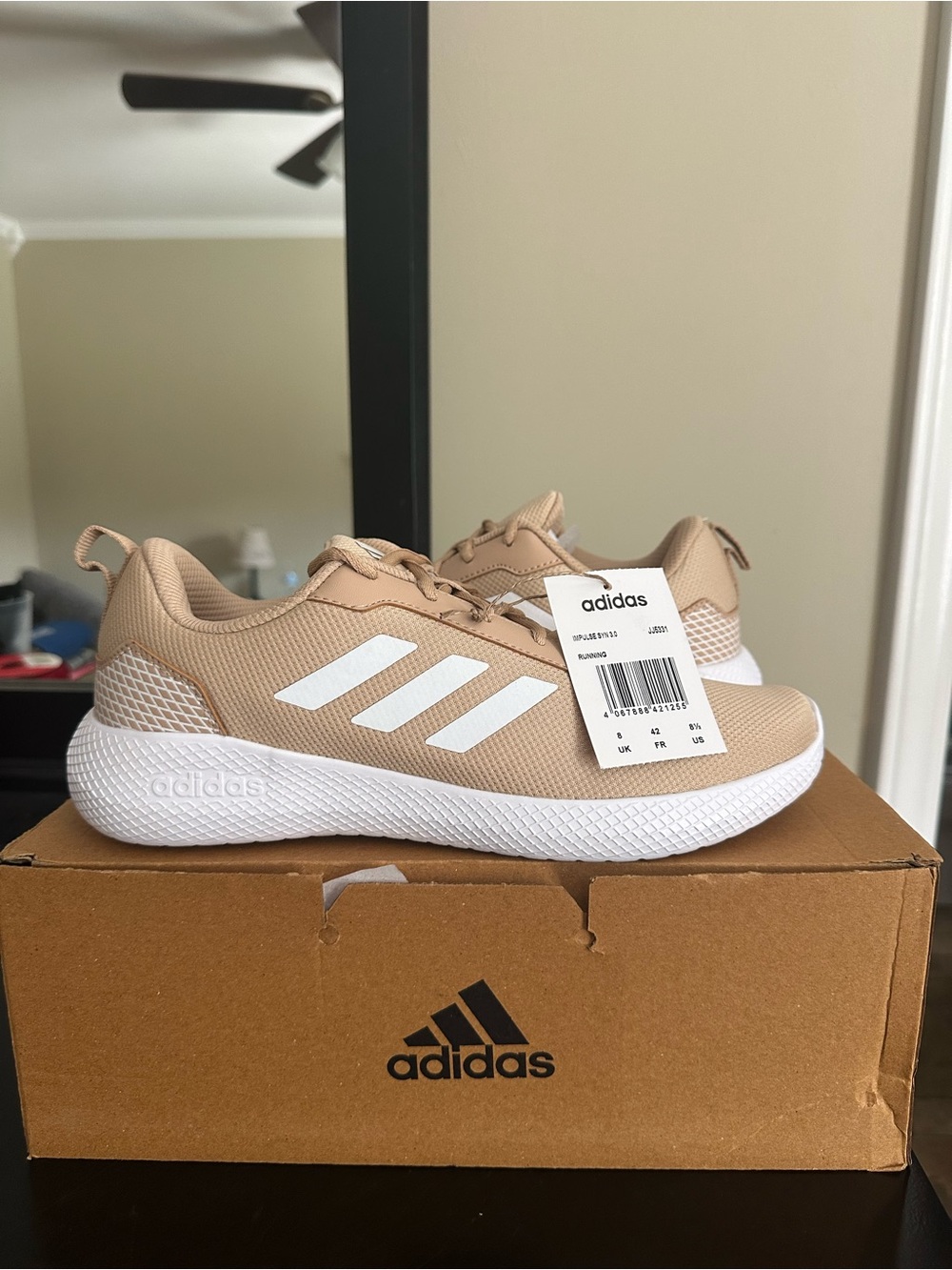 adidas Men's Tan Sneakers with White Stripes